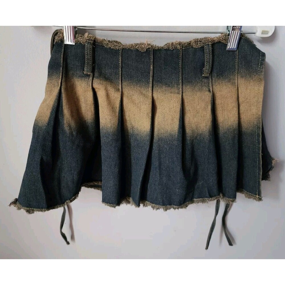 Nwt Kollyy Wrap Skirt Denim Blue Jean Street Raw Hem Bottom Skirt One Size